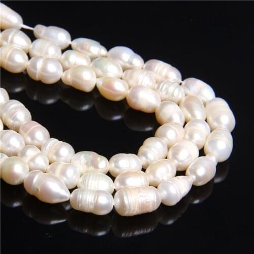7-8mm Natural real rice potato strip oval freshwater pearl bead strand loose drop pearls beads supply jewelry making women diy