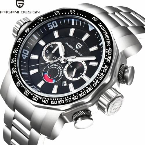 PAGANI DESIGN Stainless Steel Quartz Watches For Men Fashion Waterproof Men Wristwatch Top Brand Sports Chrnograph Reloj hombres