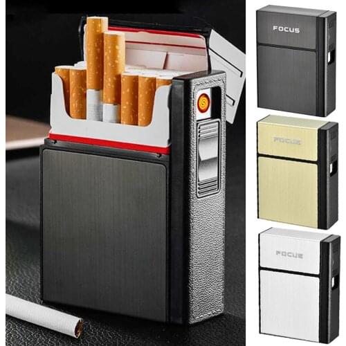 Cigarette Case Box Lighter for Smoking Flameless Aluminum Alloy USB Rechargeable Lighte Windproof USB Chargingr Lighter Mirror