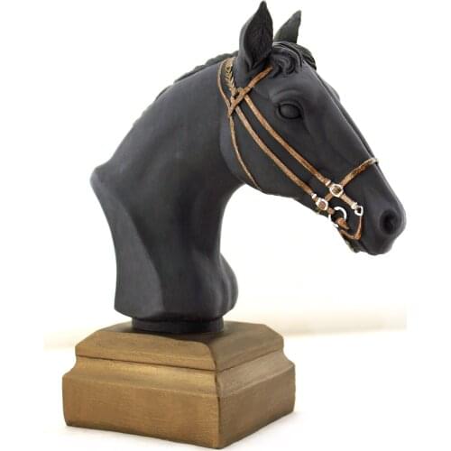 Black Horse Head Sculpture BUST - FREE Shipping Trinket home decoration sculpture decor object Hand made Black color
