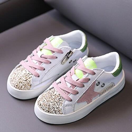 Korean sequined childrens star sneakers spring 2021 new childrens shoes fashion all-match boys and girls casual sports shoes