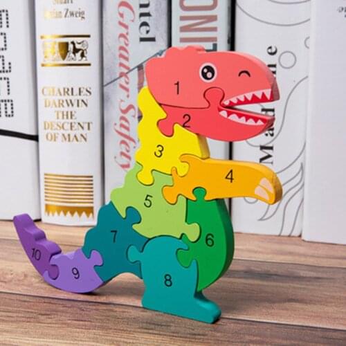 Kids Preschool Educational Digital Dinosaur Puzzle Toy Baby Kids Educational Early Childhood Wooden Intelligence Development Toy