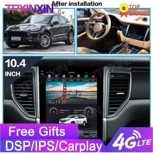 Tesla Style For Porsche Macan 2014-2017 Car GPS Navigation Head Unit Android Multimedia Player Auto Stereo Radio Recorder 4K 64G