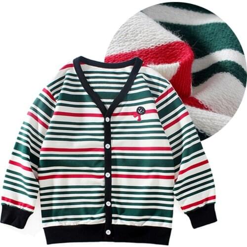 4-14 Years Boys V Collar Striped Cardigan Super Soft Breathable Spring Cotton Coat Autumn School Day Kids Casual Tops 2021 New