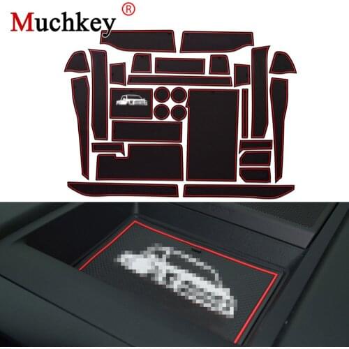 Muchkey Car Gate Slot Mats For FORD F150 RAPTOR 2015-2018 XLT LARIAT LIMITED PLATINUM BLACK Non-slip Door Groove Mat Car-Styling