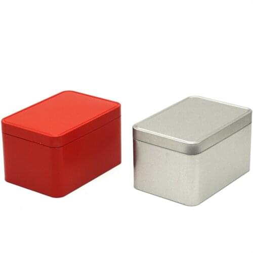 Red/Silver Universal Matte Flat Tin Can 130x90x75mm Tinplate Jewelry Cosmetic Storage Tank Tea Sealed Metal Packaging Tin Box