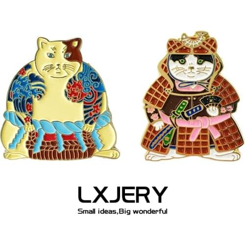 LXJERY Cartoon Japanese Cat Pins Badge On Backpack Funny Brooch Pins For Clothes Broche For Women Girl Schoolbag