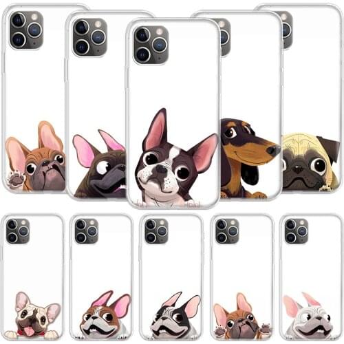 Cute Animal Pug Dog Cartoon Bulldog Phone Case for Apple Iphone 8 7 6 6S X XS XR 11 12 Pro Max Mini Plus 5 5S SE 2020 Shell Cove