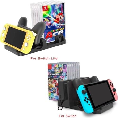 Multi-functional Charging Dock Haldissim Charging Dock Stand Station with 6 Game Card Boxes Storage for Nintend Switch