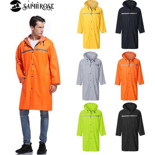 Mens Raincoat Rain Jacket Long Hooded Waterproof Safety Emergency Poncho