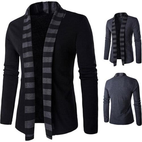 Mens Stylish Knitted Cardigan Jacket Slim Long Sleeve Casual Sweater Coat Blazer