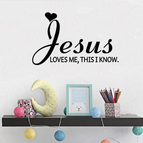 MoharWall Nursery Wall Decal Christian Religion Quote Kids Room Stickers Decor Jesus Love Me,Home Decor Stickers WL1811