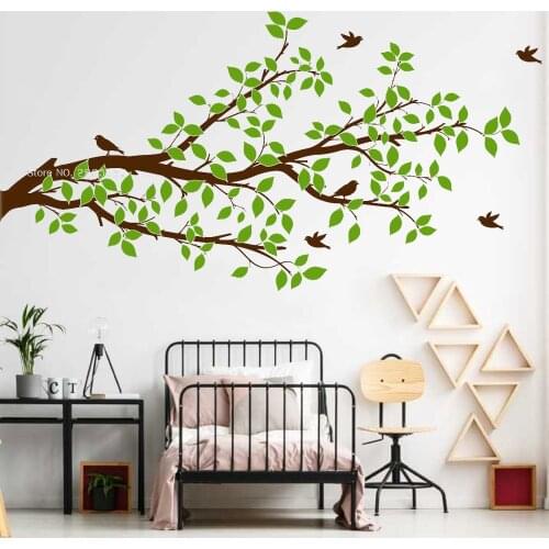 DIY Self-sticking Tree Branch Wall Decals For Living Room Branches Leaves Birds Vinyl Sticker Art Baby Nursery Home Decor LC1327