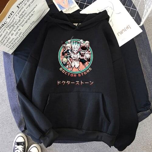 New Fashion Japanese Streetwear Men Hoodies DR. STONE Print O-Neck Hoody Pullover Womens Long Sleeve Sweatshirt Anime Hoodie
