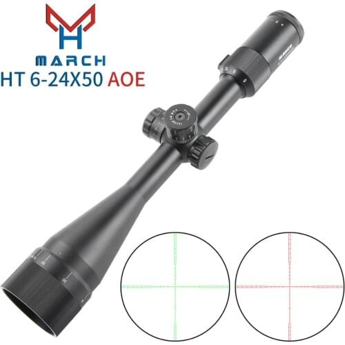 MARCH HT 6-24x50AOE Hunting Riflescopes Tactical Optical Sight Glass Etched Reticle RGB Illuminated Rifle Scope