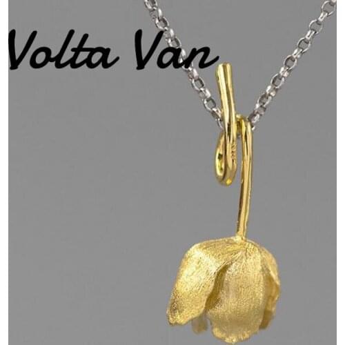 Volta Van Pendant Necklaces 925 Sterling Silver Fine Jewelry Bloom Tulip Flower Elegant 2021 New Concise Women Party Necklaces