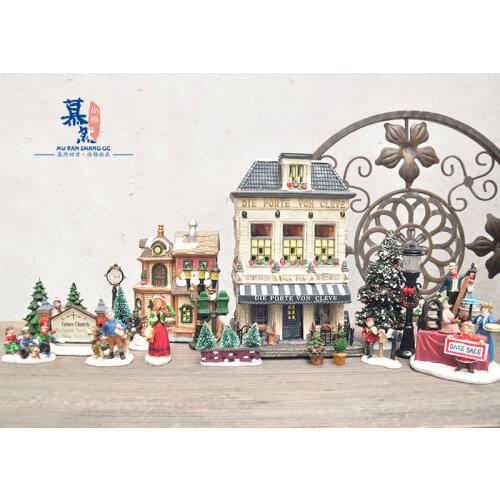 Resin crafts Character street lamp potted plant micro-landscape scene psychological sand table decoration Christmas decoration