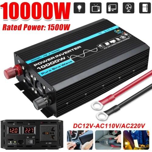 10000W Pure Sine Wave Inverter Voltage Converter Car Power Inverter DC12V to AC 220V/110V Voltage Transformer With LCD Display