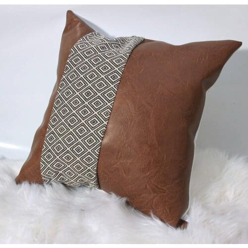 Nordic Luxury PU Cushion Cover Stitching Sofa Cushion Covers Leather Pillow cases 45x45 Home Living Room Decorative Pillow Cover