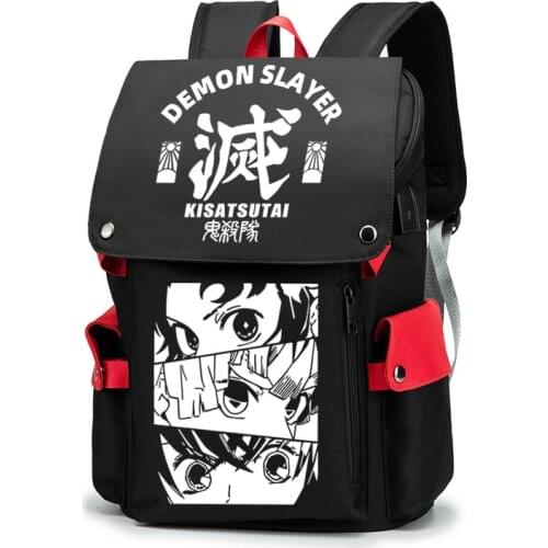 New Kawaii Demon Slayer Boy Girl Kids Book Bags Large Capacity Teenagers USB Schoolbags Women Men Laptop Travel Backpack
