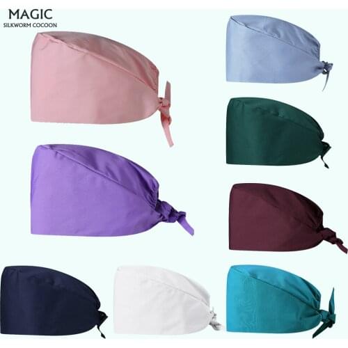 Unisex Health Workers Scrubs Caps Beauty Salon Work Frosted Cap Pet Grooming Agency Work Scrub Caps Lab Tieback Scrubs Hats