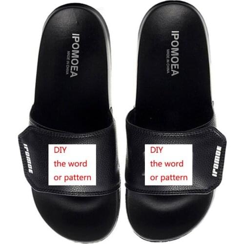 Unisex flip flop DIY Anime Pattern Cosplay Summer Soft Rubber Black/White Beach Water Sandals for Students Adult Men Women 2021