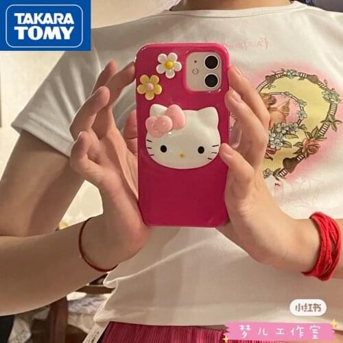 Takara Tomy Hellokitty Silicone Mobile Shell Suitable for IPhone 7/8P/X/XR/XS/XSMAX/11/12PRO/12 Phone Couple Case Cover