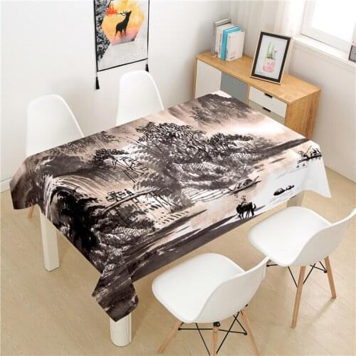 Landscape Painting Tablecloth polyester Hotel Picnic Table Rectangular Table Covers Home Dining Tea Table Decoration