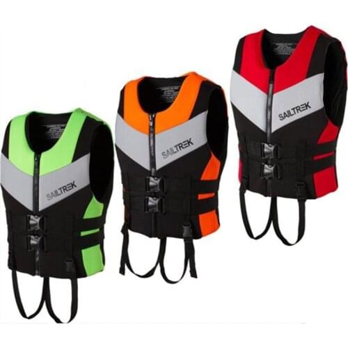 Adults Life Jacket Neoprene Safety Life Vest Swimming Drifting Safety Vest Water Sports Fishing Water Ski Vest Kayaking Boating
