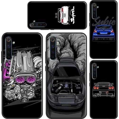 Sports Car JDM Drift Case For OnePlus 9 8 Pro Nord 7T 8T 9R Cover For Realme C3 C21 C11 C15 GT Neo 6 7 8 Q3 Pro