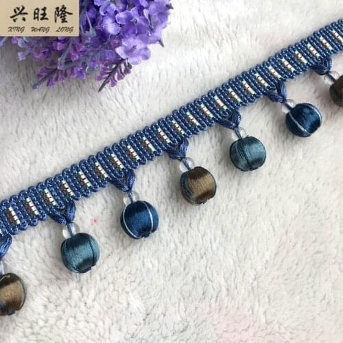 XWL 12M/lot Wood Bead Lace Trim Tassel Fringe Curtain Edge DIY Sewing For Sofa Stage Decorative Lace Ribbon Curtain Accessories