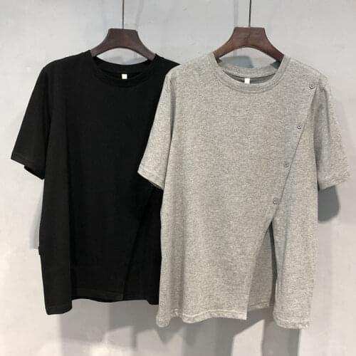 2021 Summer New Solid Color Short-sleeved T-shirt Women Loose and Thin Split Casual Top Tide