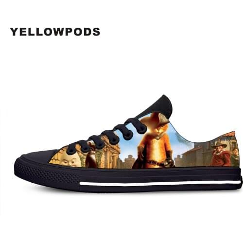 Womens Shoes Puss In Boots Cartoon Movie Hot Cool Women Platform Shoes Woman Lady Flats Fall Casual Black White Shoes