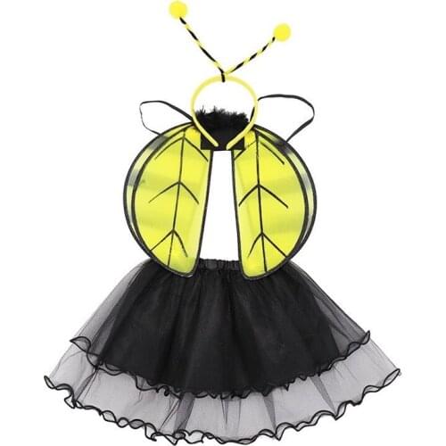 Halloween Theme Masquerade Campus Performance Cute Yellow Bee Princess Dance Skirt Wings Three-piece Costume Props