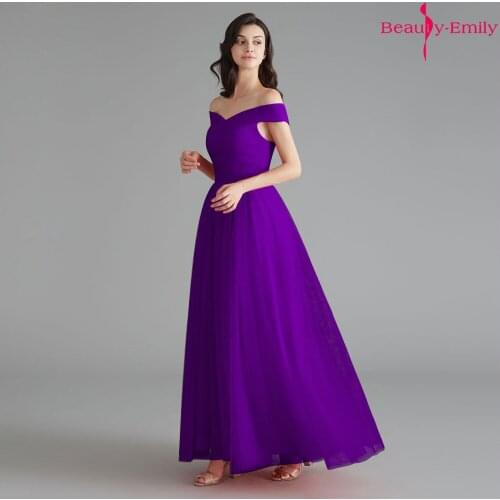 Beauty Emily Elegant 2019 Long Bridesmaid Dresses Off The Shoulder Tulle Wedding Party Dress 9 Styles Vestido de dama de honor