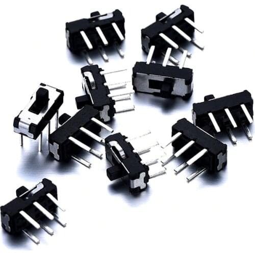 10Pcs/Lot 6 Pin Mini Slide Switch On/Off/On Toggle Switch DC 50V 1A For DPDT 2P2T Vertical Switch Lever Switchs