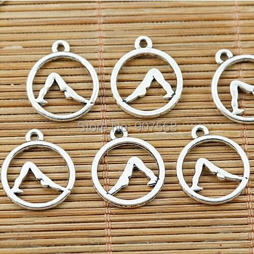 130pcs tibetan silver color yoga action design charms EF1432