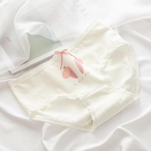 2021 New Fashion Bowknot Cute Cat Claw Japanese Style Girl Cotton Mid Waist Student Briefs Cotton Crotch Soft Elastic Panties