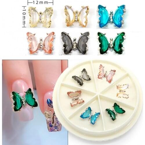 3D Nail Decorations Sticker Faux Crystal Cubic Zirconia Transparent Butterfly Manicure Nail Art Decor Manicure Tool