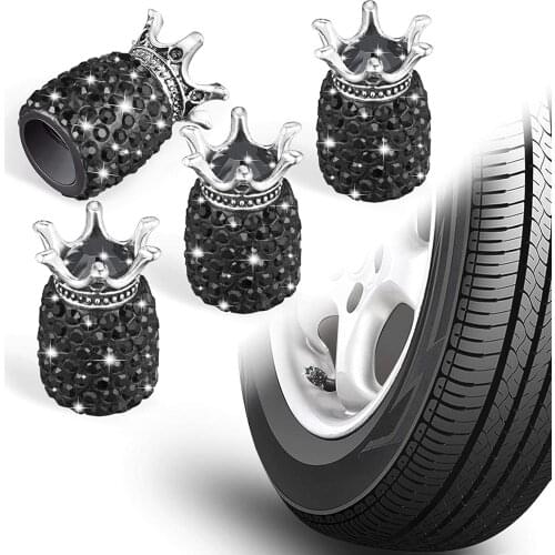 4Pcs Crystal Tire Valve Stem Caps, Dustproof Accessory for Car Motorbike Trucks Bike Bicycle
