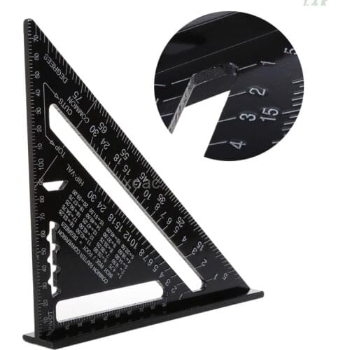 7'' Metric Aluminum Alloy Speed Square Roofing Triangle Angle Protractor Square Carpenters Measuring Sharpeners M12 dropship