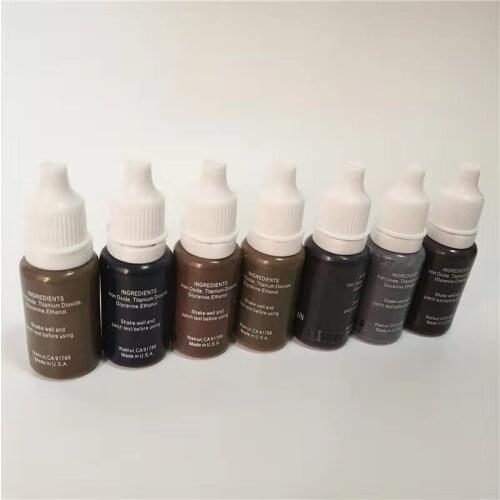 7pcs permanent makeup micro pigment tattoo ink 15ml / bottle cosmetic eyebrow black brown mixed color