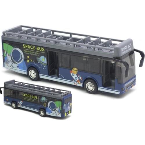 Bus Toy Open Top Acousto-Optic Effect Mini Double Layer Sightseeing Bus Model Car for Collect Kids Toy Kid Toys For Children