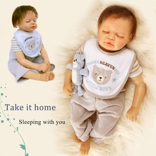 Bebe Reborn Doll Boy 20 Inch 50 Cm Silicone Vinyl Simulating Sleeping Baby Anatomically Correct Kids Toy Holiday Gift