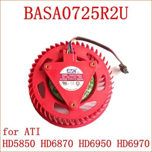 Free Shipping new AVC BASA0725R2U 12V 1.2A for ATI HD4850 HD4870 HD4890 HD 4980 HD5870 HD5970 graphics card fan turbine