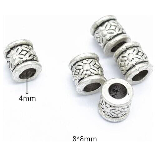 100pcs 8x8mm Metal Alloy Antique Silver Plated Flower Design Spacer Bead For Bracelet Necklace Accessories DIY Jewelry Making