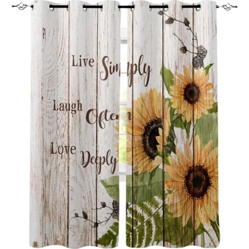 Retro Sunflower Wood Window Curtains Dark Kitchen Bedroom Kids Window Treatment Window Treatment Valances Window Treatment Ideas