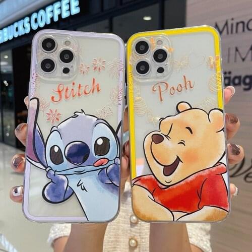 Disney Mickey Minnie Phone Case for IPhone X / XS / XR / 11 / 12 / Pro / Winnie The Pooh Cute Style Anti-fall Silicone Case