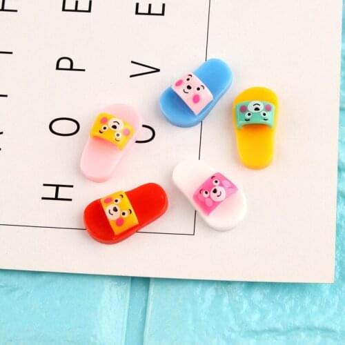 DIY Jewelry Accessories 13*23mm Kawaii Kids Slipper Shape Solid Colors Resin Cabochon Clay Beads Charms Material Flatback Cameo