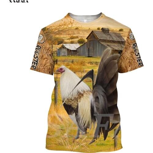 American Game Rooster Flag 3D Fashion Over Printed Round Neck Short 2 Sleeve T-shirt Men Female Harajuku Casual Tee Summer